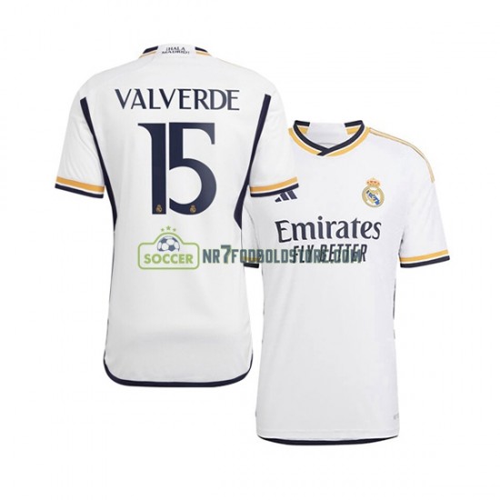 Real Madrid Trøje Federico Valverde 15 Mænd Hjemmebane Fodboldsæt 2023-2024 Kortærmet