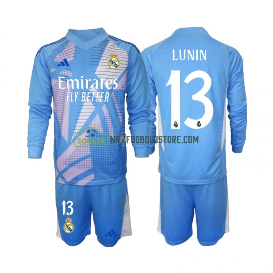 Real Madrid Trøje Andriy Lunin 13 Målmand Børn Hjemmebane Fodboldsæt 2024-2025 Langærmet