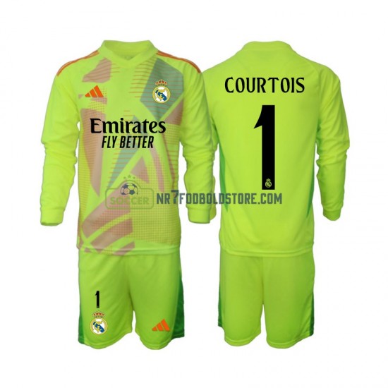 Real Madrid Trøje COURTOIS 1 Målmand Børn 4. Valg Fodboldsæt 2024-2025 Langærmet