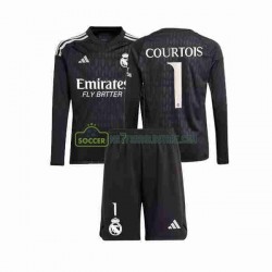 Real Madrid Trøje Thibaut Courtois 1 Målmand Børn Udebane Fodboldsæt 2023-2024 Langærmet