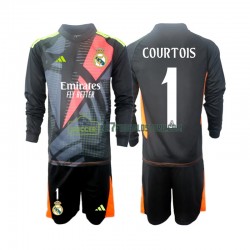 Real Madrid Trøje Thibaut Courtois 1 Målmand Børn Udebane Fodboldsæt 2024-2025 Langærmet