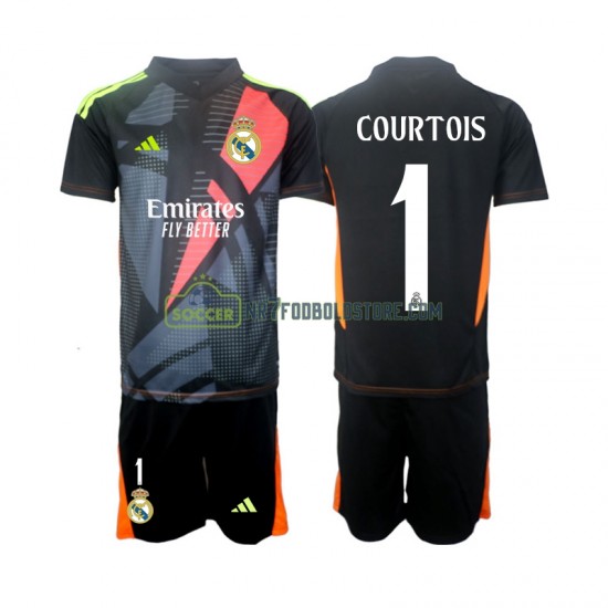 Real Madrid Trøje Thibaut Courtois 1 Målmand Børn Udebane Fodboldsæt 2024-2025 Kortærmet