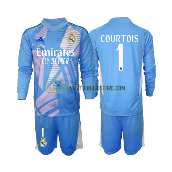 Real Madrid Trøje Thibaut Courtois 1 Målmand Børn Hjemmebane Fodboldsæt 2024-2025 Langærmet