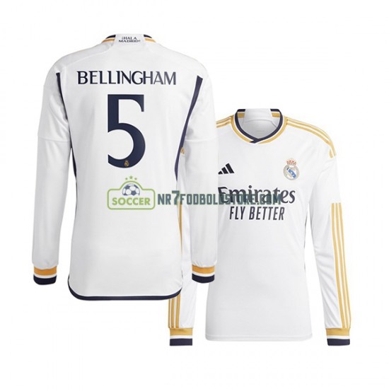 Real Madrid Trøje Jude Bellingham 5 Mænd Hjemmebane Fodboldsæt 2023-2024 Langærmet