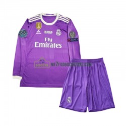 Real Madrid Trøje 2016 Retro Børn Udebane Fodboldsæt Langærmet