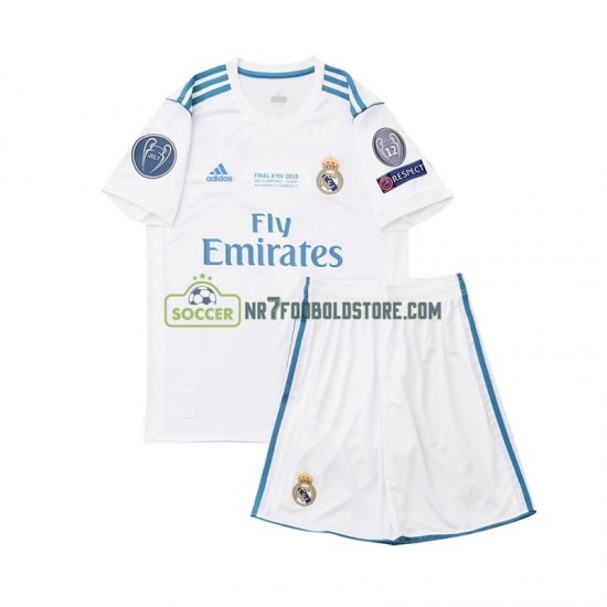 Real Madrid Trøje 2017 Retro Børn Hjemmebane Fodboldsæt Kortærmet