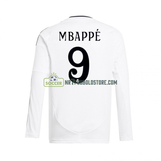 Real Madrid Trøje Mbappé Kylian 9 Mænd Hjemmebane Fodboldsæt 2024-2025 Langærmet
