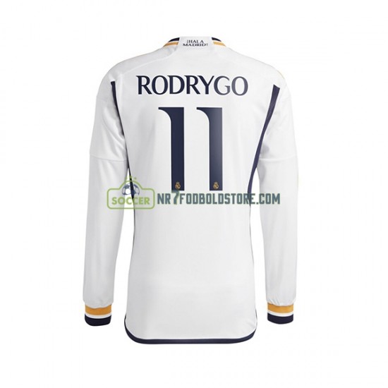 Real Madrid Trøje Rodrygo Goes 11 Mænd Hjemmebane Fodboldsæt 2023-2024 Langærmet