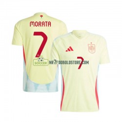 Spanien Trøje Alvaro Morata 7 Mænd Udebane Fodboldsæt Euro 2024 Kortærmet