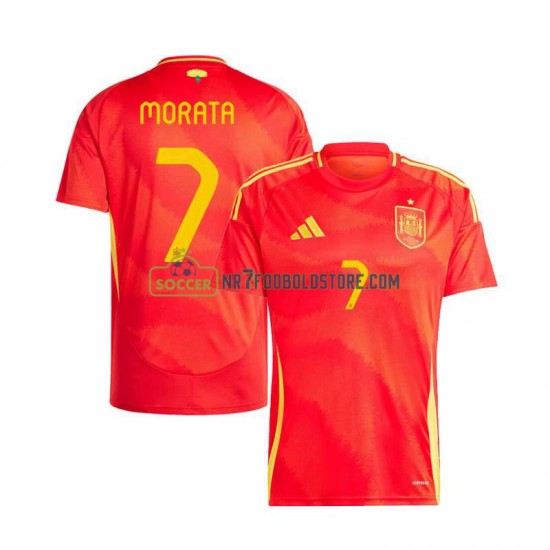 Spanien Trøje Alvaro Morata 7 Mænd Hjemmebane Fodboldsæt Euro 2024 Kortærmet
