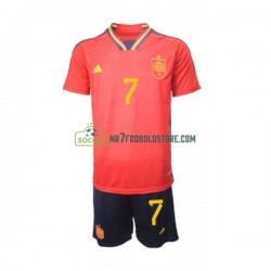 Spanien Trøje Alvaro Morata 7 Børn Hjemmebane Fodboldsæt VM i fodbold 2022 Kortærmet