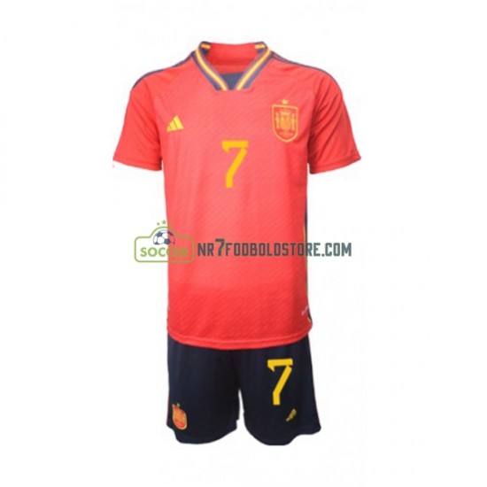 Spanien Trøje Alvaro Morata 7 Børn Hjemmebane Fodboldsæt VM i fodbold 2022 Kortærmet