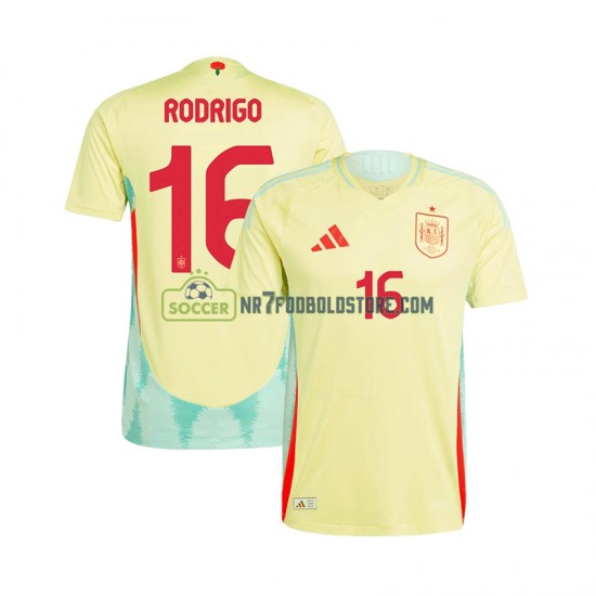 Spanien Trøje RODRIGO 16 Mænd Udebane Fodboldsæt Euro 2024 Kortærmet