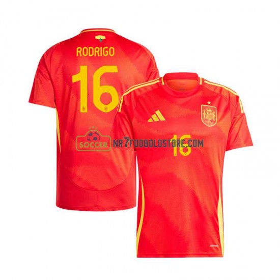 Spanien Trøje Rodrigo 16 Mænd Hjemmebane Fodboldsæt Euro 2024 Kortærmet
