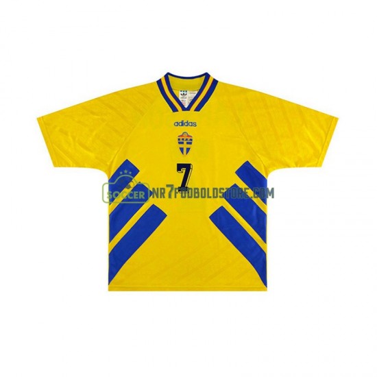 Sverige Trøje Henrik Larsson 7 Retro Mænd Hjemmebane Fodboldsæt 1994 Kortærmet