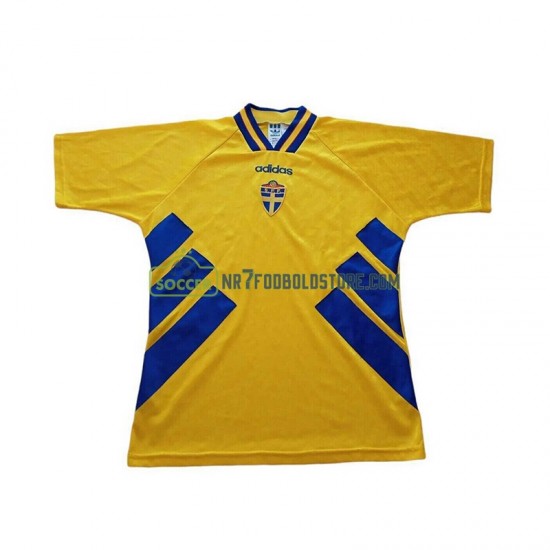 Sverige Trøje Retro Mænd Hjemmebane Fodboldsæt 1994 Kortærmet