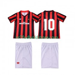 AC Milan Trøje 10 1990 1991 Retro Børn Hjemmebane Fodboldsæt Kortærmet