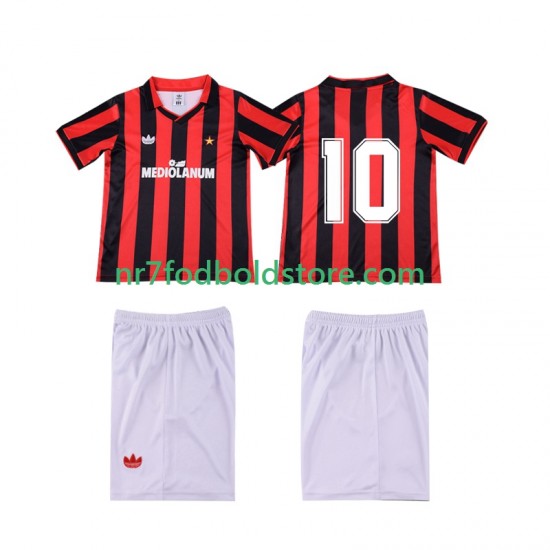 AC Milan Trøje 10 1990 1991 Retro Børn Hjemmebane Fodboldsæt Kortærmet
