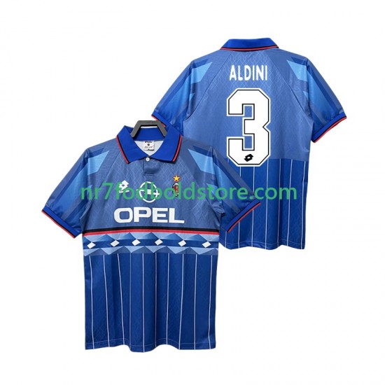 AC Milan Trøje ALDINI 3 1995 1996 Retro Mænd Udebane Fodboldsæt Kortærmet