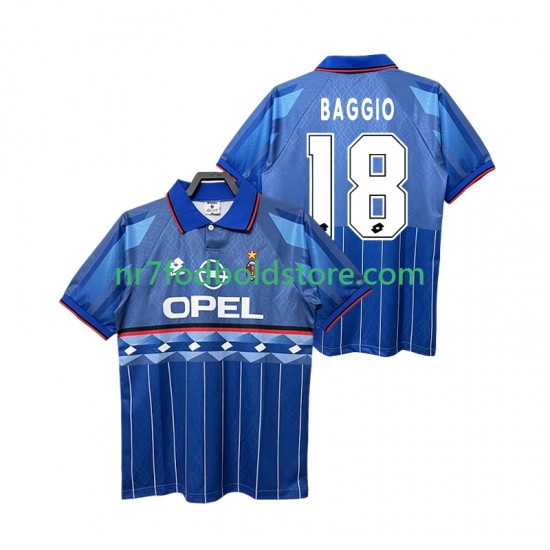 AC Milan Trøje BAGGIO 18 1995 1996 Retro Mænd Udebane Fodboldsæt Kortærmet