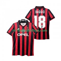 AC Milan Trøje BAGGIO 18 1995 1996 Retro Mænd Hjemmebane Fodboldsæt Kortærmet