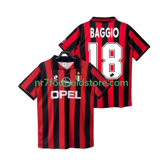 AC Milan Trøje BAGGIO 18 1996 1997 Retro Mænd Hjemmebane Fodboldsæt Kortærmet