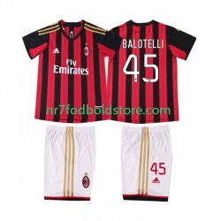AC Milan Trøje BALOTELL 45 2013 2014 Retro Børn Hjemmebane Fodboldsæt Kortærmet