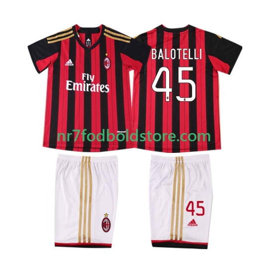AC Milan Trøje BALOTELL 45 2013 2014 Retro Børn Hjemmebane Fodboldsæt Kortærmet