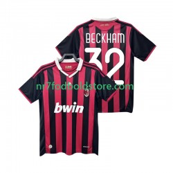 AC Milan Trøje BECKHAM 32 2009 Retro Mænd Hjemmebane Fodboldsæt 2010 Kortærmet
