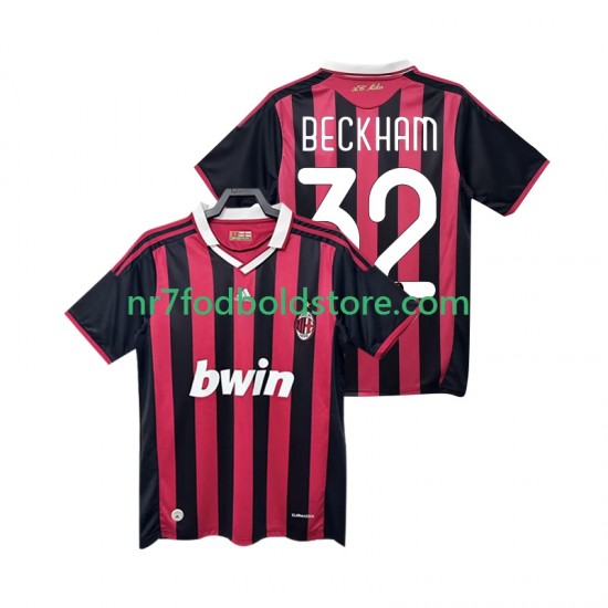 AC Milan Trøje BECKHAM 32 2009 Retro Mænd Hjemmebane Fodboldsæt 2010 Kortærmet