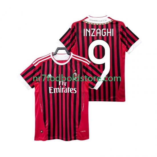 AC Milan Trøje INZAGHI 9 2012 Retro Mænd Hjemmebane Fodboldsæt 2011 Kortærmet