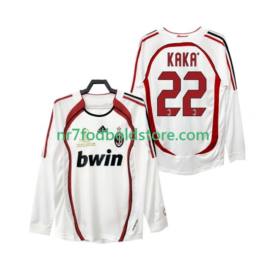 AC Milan Trøje KAKA 22 2007 Retro Mænd Udebane Fodboldsæt 2006 Langærmet