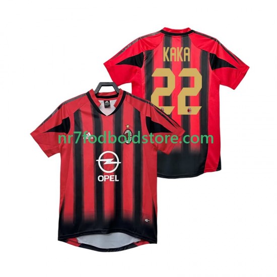 AC Milan Trøje KAKA 22 2005 Retro Mænd Hjemmebane Fodboldsæt 2004 Kortærmet