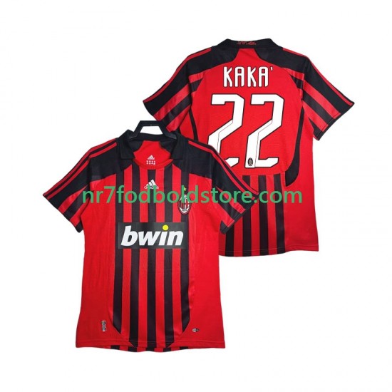 AC Milan Trøje KAKA 22 2007 Retro Mænd Hjemmebane Fodboldsæt 2008 Kortærmet