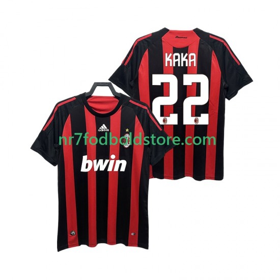 AC Milan Trøje KAKA 22 2009 Retro Mænd Hjemmebane Fodboldsæt 2008 Kortærmet
