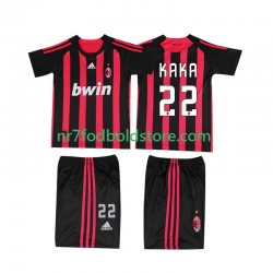 AC Milan Trøje KAKA 22 2009 Retro Børn Hjemmebane Fodboldsæt 2008 Kortærmet