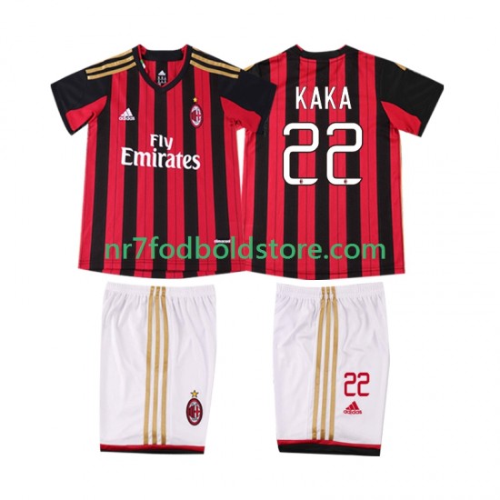 AC Milan Trøje KAKA 22 2013 2014 Retro Børn Hjemmebane Fodboldsæt Kortærmet