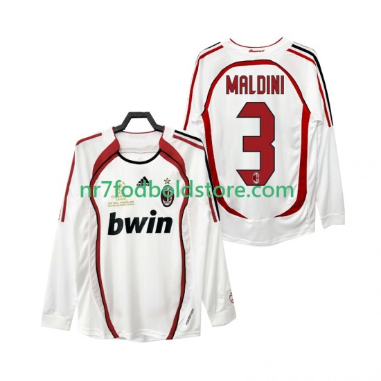 AC Milan Trøje MALDINI 3 2007 Retro Mænd Udebane Fodboldsæt 2006 Langærmet