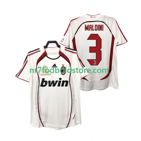 AC Milan Trøje MALDINI 3 2007 Retro Mænd Udebane Fodboldsæt 2006 Kortærmet