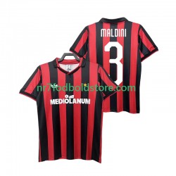 AC Milan Trøje MALDINI 3 1990 1991 Retro Mænd Hjemmebane Fodboldsæt Kortærmet