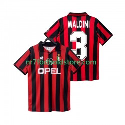 AC Milan Trøje MALDINI 3 1996 1997 Retro Mænd Hjemmebane Fodboldsæt Kortærmet