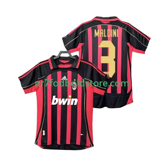AC Milan Trøje MALDINI 3 2007 Retro Mænd Hjemmebane Fodboldsæt 2006 Kortærmet