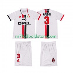 AC Milan Trøje MALDINI 3 1996 1997 Retro Børn Udebane Fodboldsæt Kortærmet