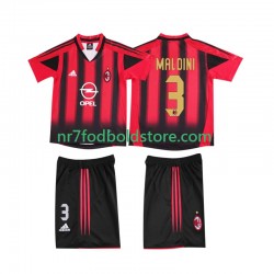 AC Milan Trøje MALDINI 3 2005 Retro Børn Hjemmebane Fodboldsæt 2004 Kortærmet
