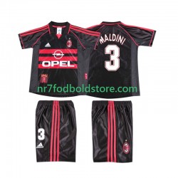 AC Milan Trøje MALDINI 3 Retro Børn 3. Valg Fodboldsæt 1998 1999 Kortærmet