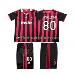 AC Milan Trøje RONALDINHO 80 2009 Retro Børn Hjemmebane Fodboldsæt 2010 Kortærmet