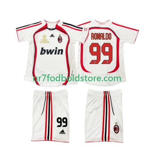 AC Milan Trøje RONALDO 9 2007 Retro Børn Udebane Fodboldsæt 2006 Kortærmet