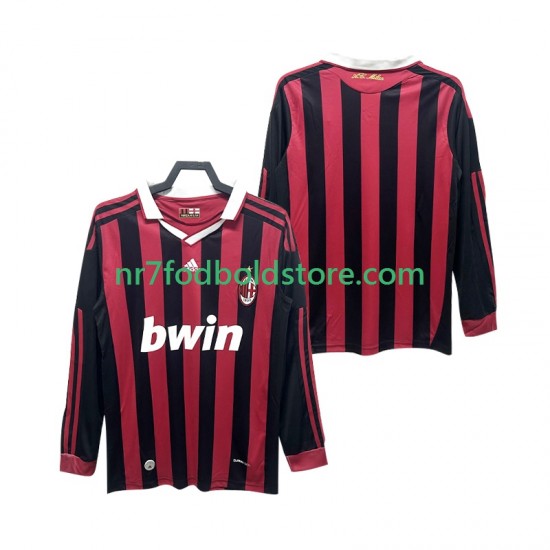 AC Milan Trøje 2009 Retro Mænd Hjemmebane Fodboldsæt 2010 Langærmet
