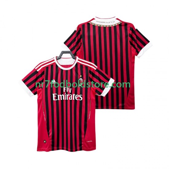 AC Milan Trøje 2012 Retro Mænd Hjemmebane Fodboldsæt 2011 Kortærmet