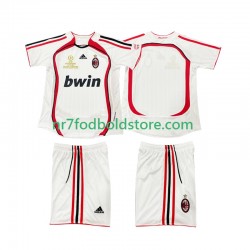 AC Milan Trøje 2007 Retro Børn Udebane Fodboldsæt 2006 Kortærmet